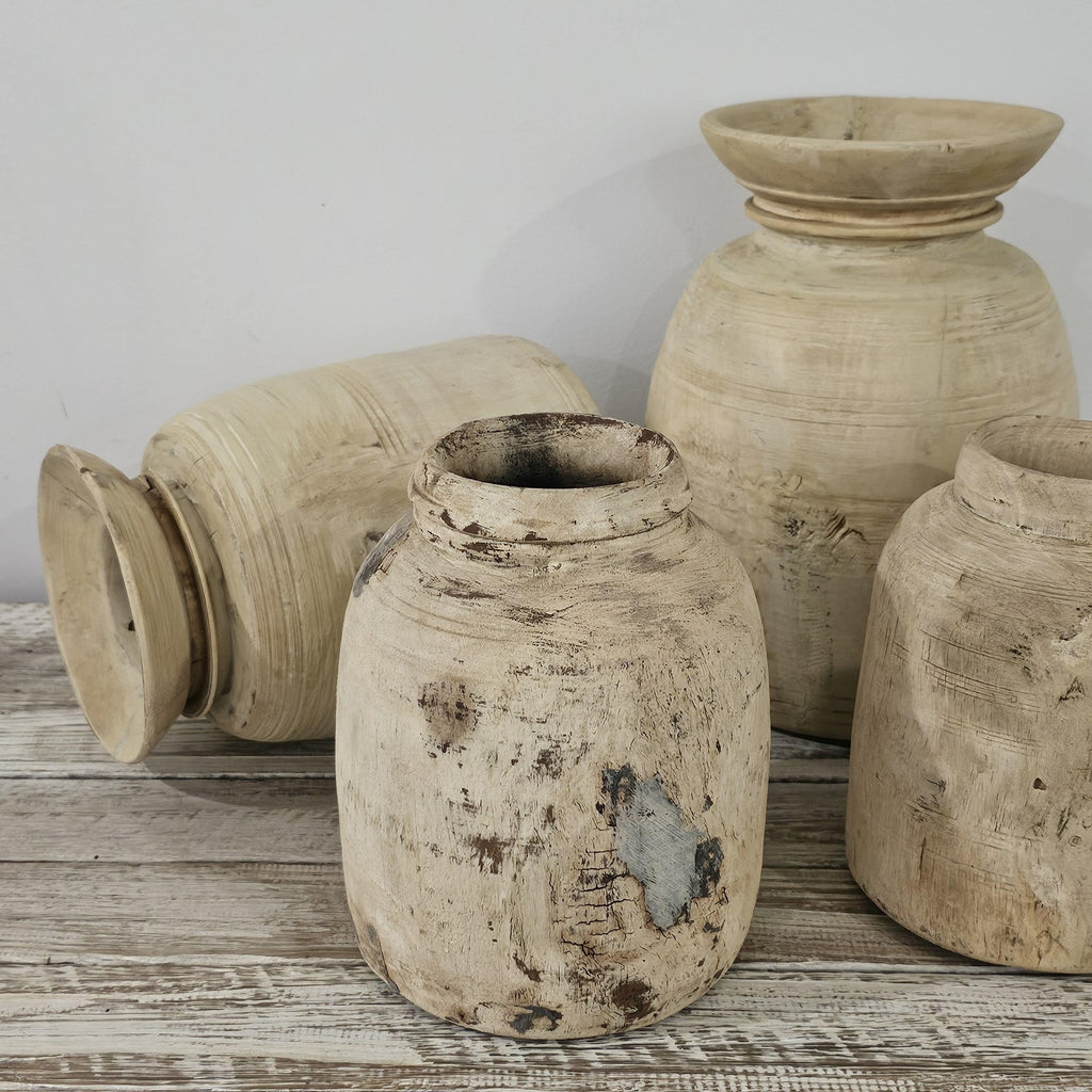 bleached vintage indian water pots