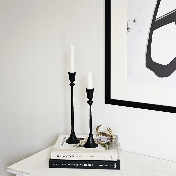 Forged Iron Taper Candlestick Set  of 2| Black