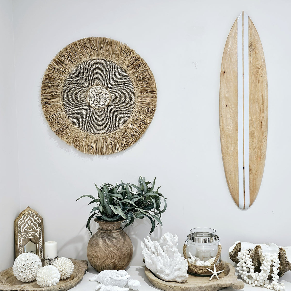 Bora Bora Sea Grass + Shell Wall Hanging | Wall Art