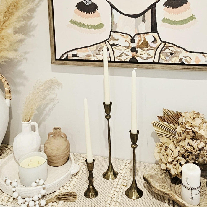 Forged Iron Single Taper Candlestick | Antique Brass