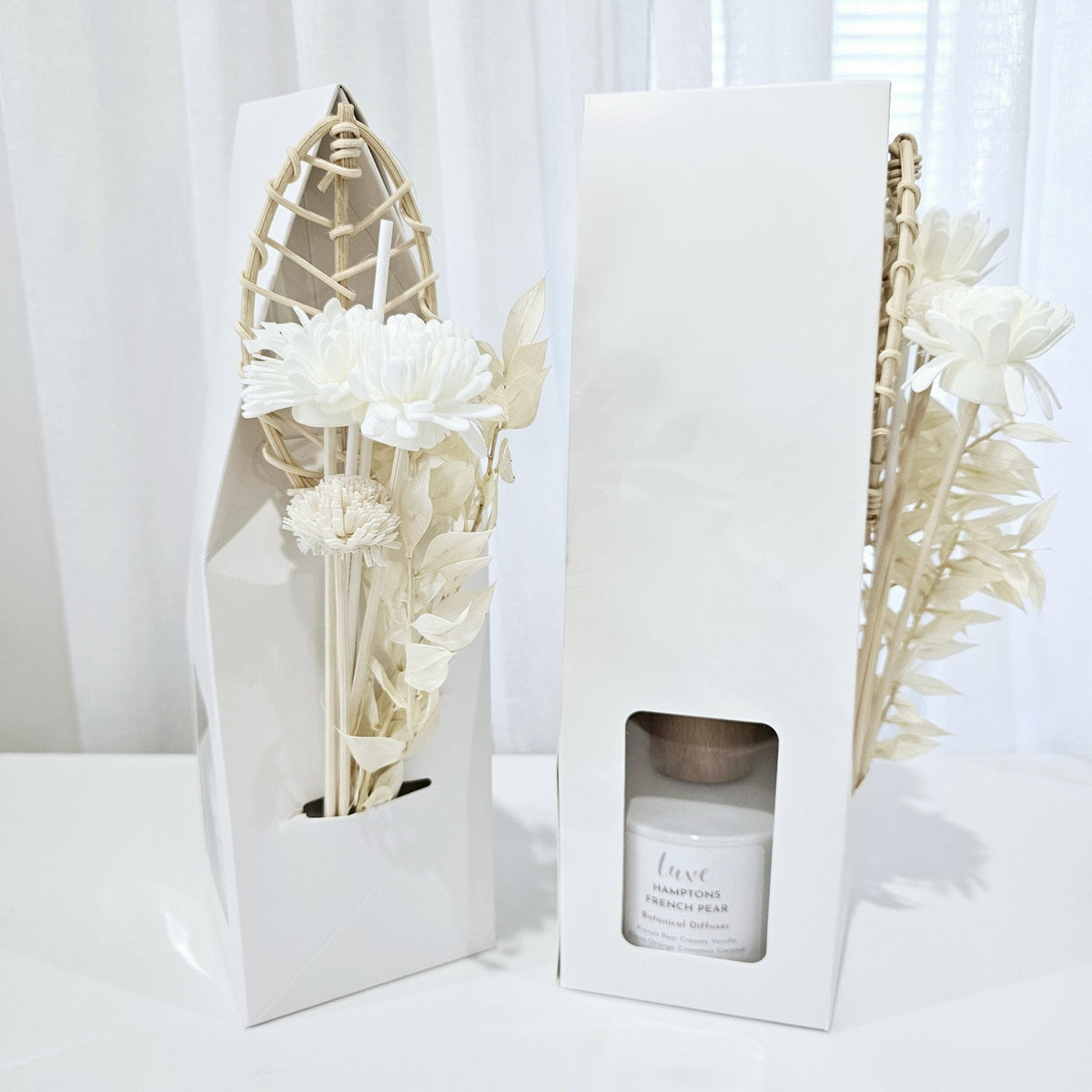 Luxe White Diffuser | Palm Leaf + Botanical Reeds