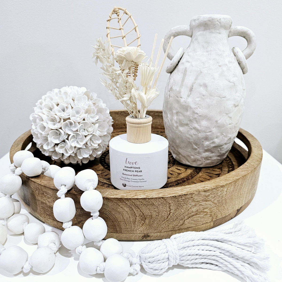 Luxe White Diffuser | Palm Leaf + Botanical Reeds