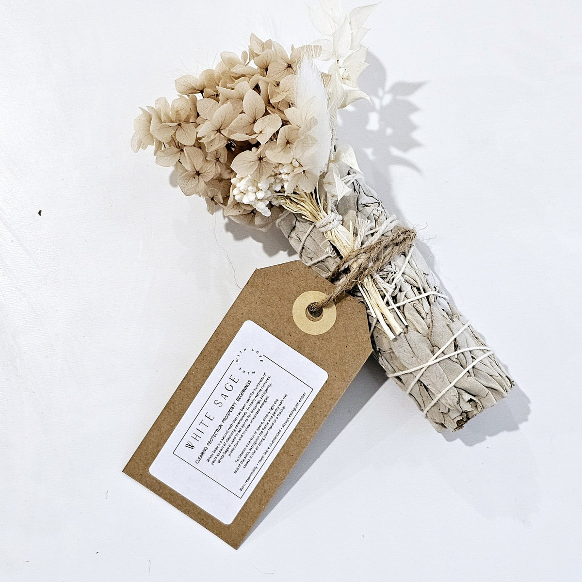 Healing Sage Smudge Stick + Flower Keepsake