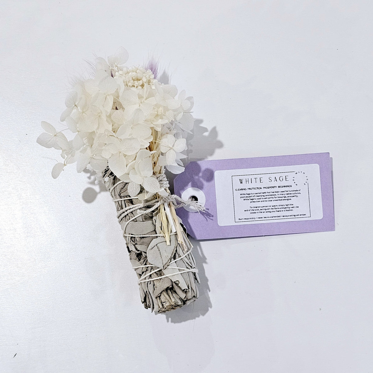 Healing Sage Smudge Stick + Flower Keepsake