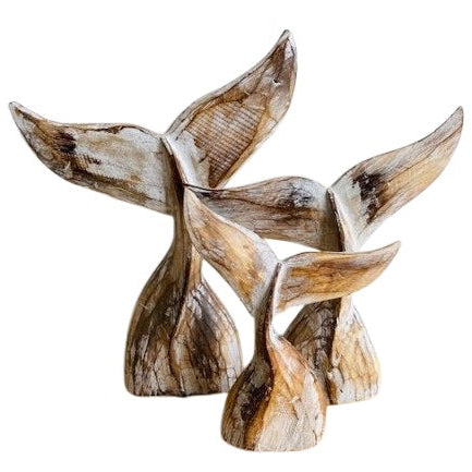 Natural Carved Wooden Whale Tails