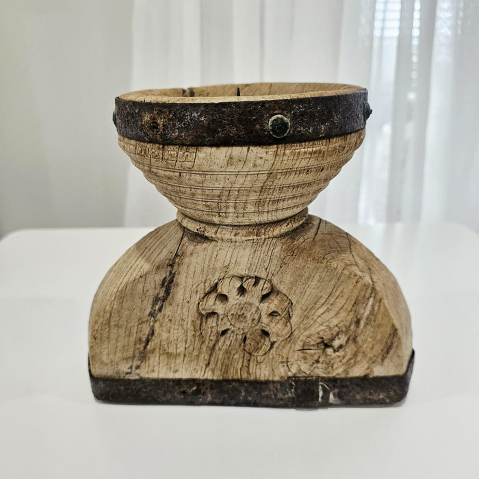 Bleached Vintage Indian Seeder Candle Holder