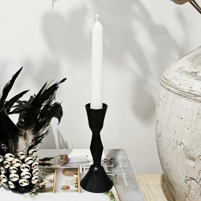 Forged Iron Single Taper Candlestick | Black
