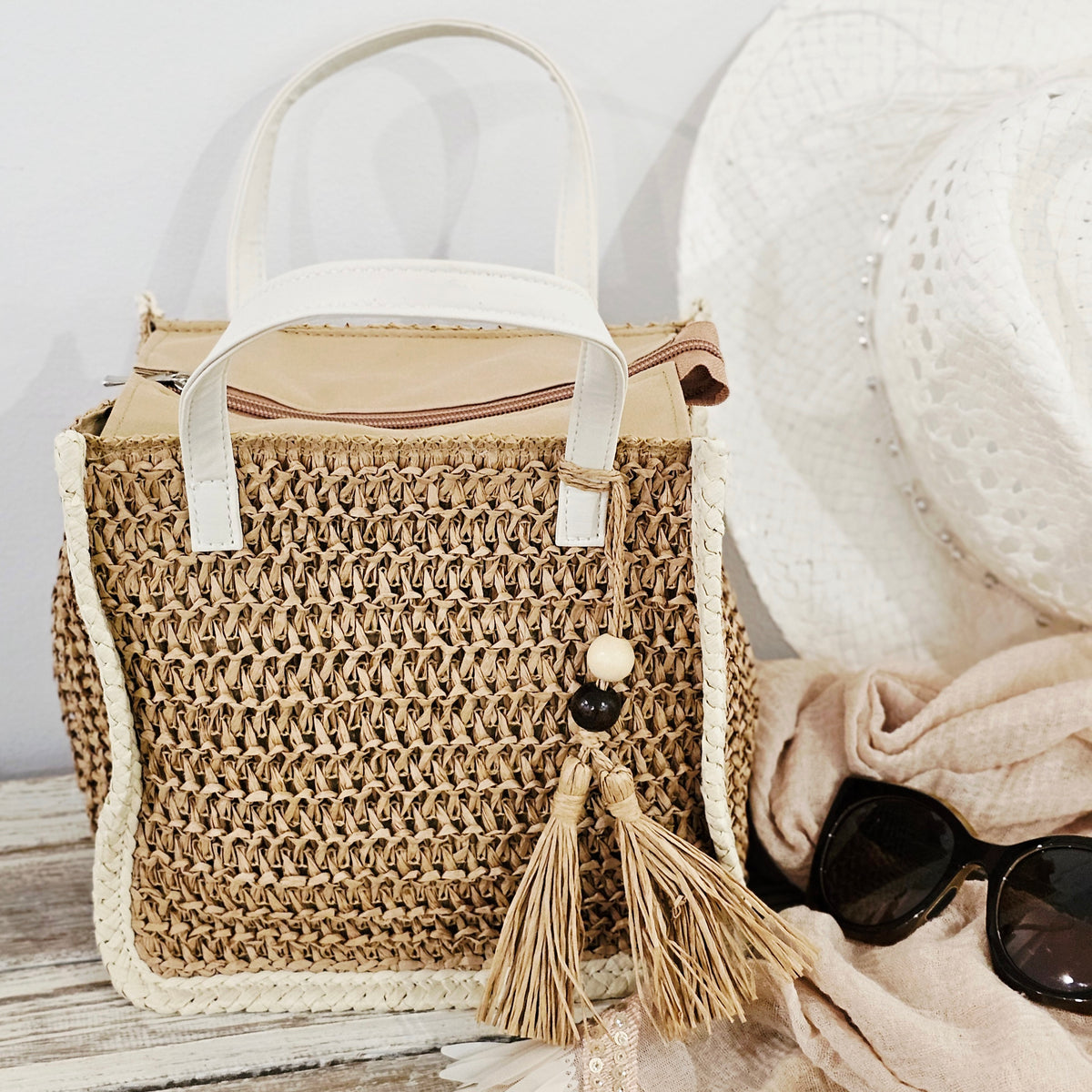 Ivy Rose Raffia Tote Bag.