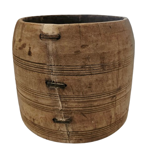 Vintage Indian Wooden  Mana Pot | Style 1