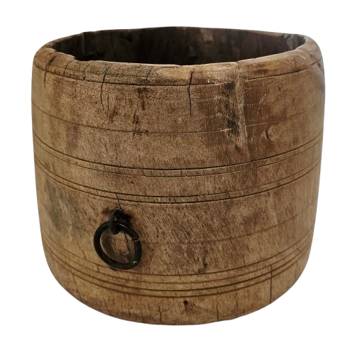 Vintage Indian Wooden  Mana Pot | Style 2