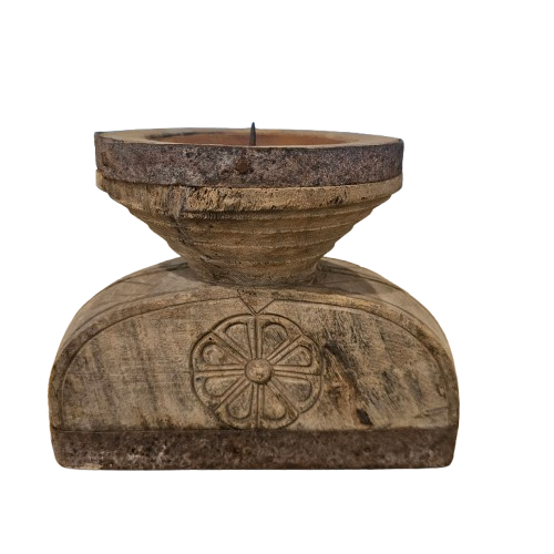 Bleached Vintage Indian Seeder Candle Holder | Style 2