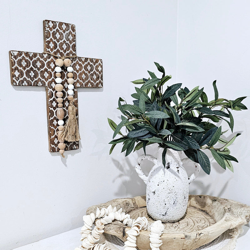 Boho Cross Wall Hanging with Tassel