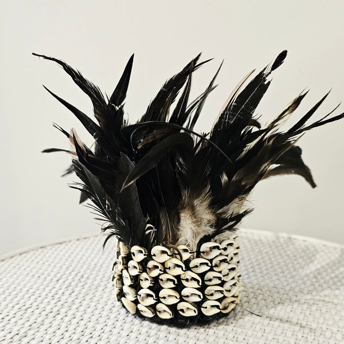 Boho Feather and Shell Headdress | Black