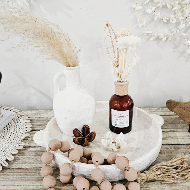 Luxe Botanical Diffuser | Boston Jar | Amber Glass | Palm Leaf Botanical Reeds