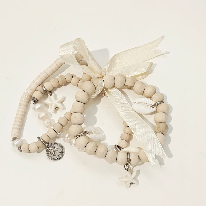 Boho Charm Bracelet Set | Pearl