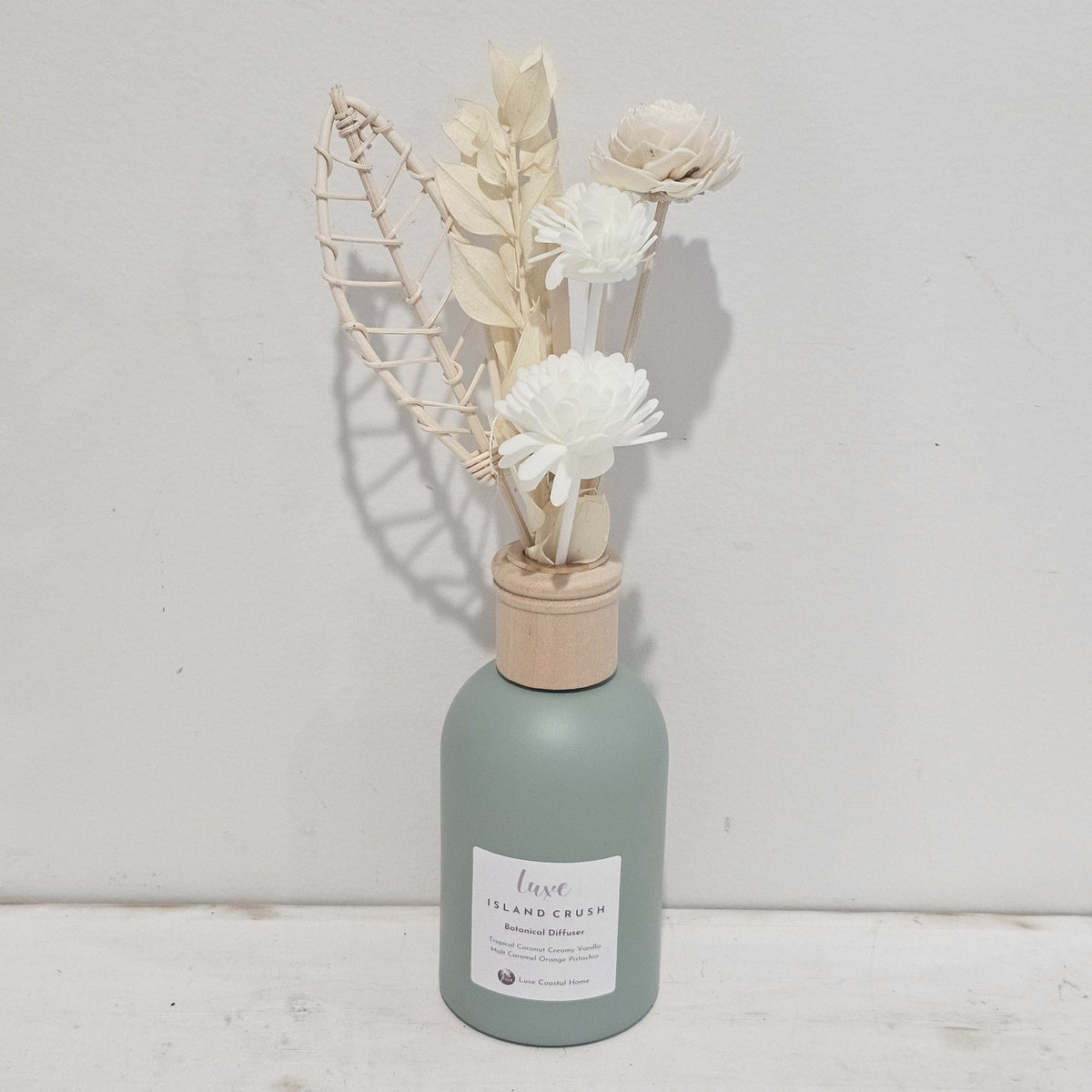 Luxe Botanical Reed Diffuser | Sage Boston Jar | Palm Leaf Botanical Reeds