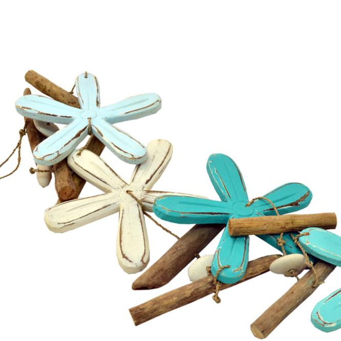 Frangipani Flower + Driftwood Garland | Aqua