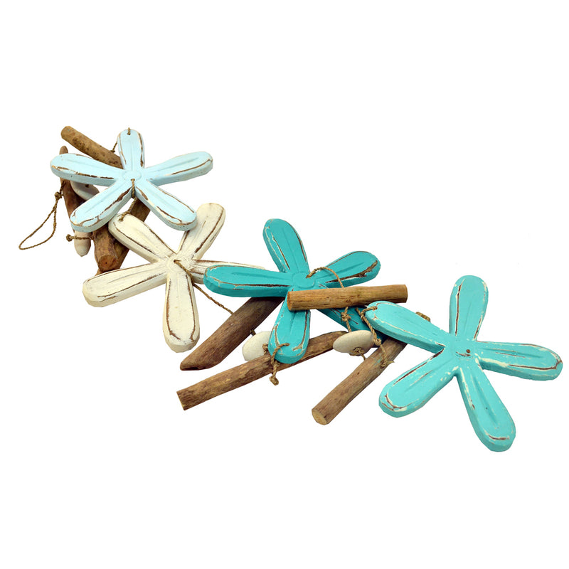 Frangipani Flower + Driftwood Garland | Aqua