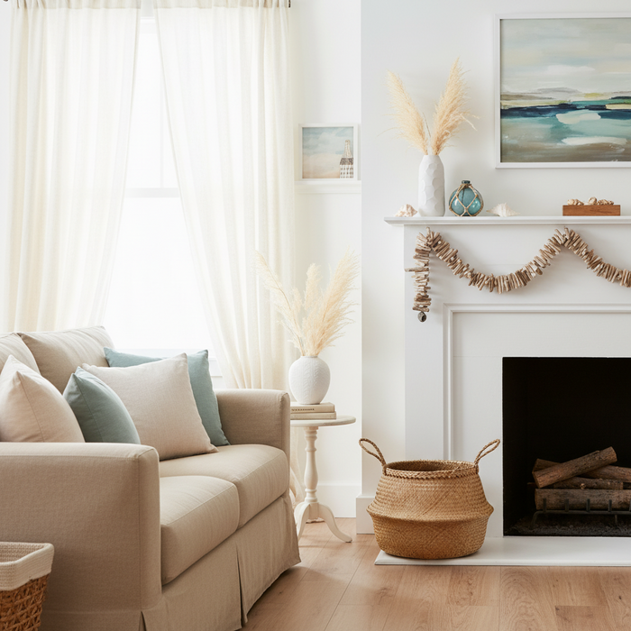 Natural Decorative driftwood garland for coastal beach house decor