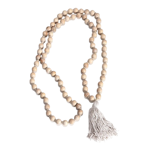 Whitewash Wooden Bead Tassel | 120 cm