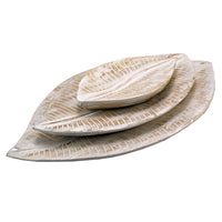 Carved Wooden Leaf Tray | Whitewash