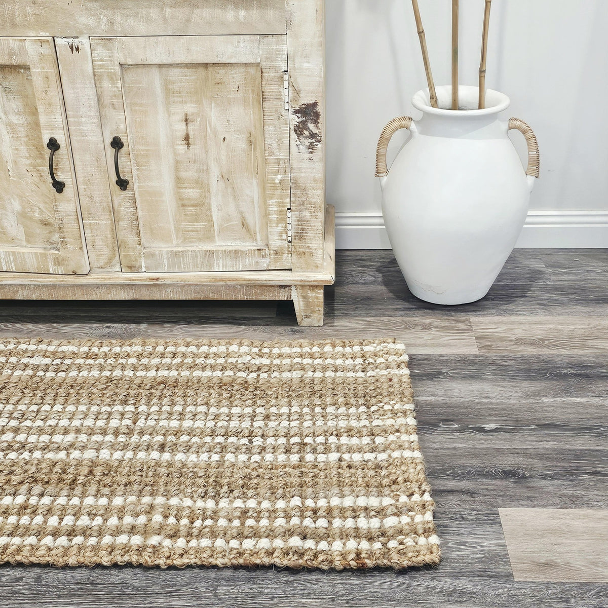 Coastal Heavy Jute Rug | Natural + White