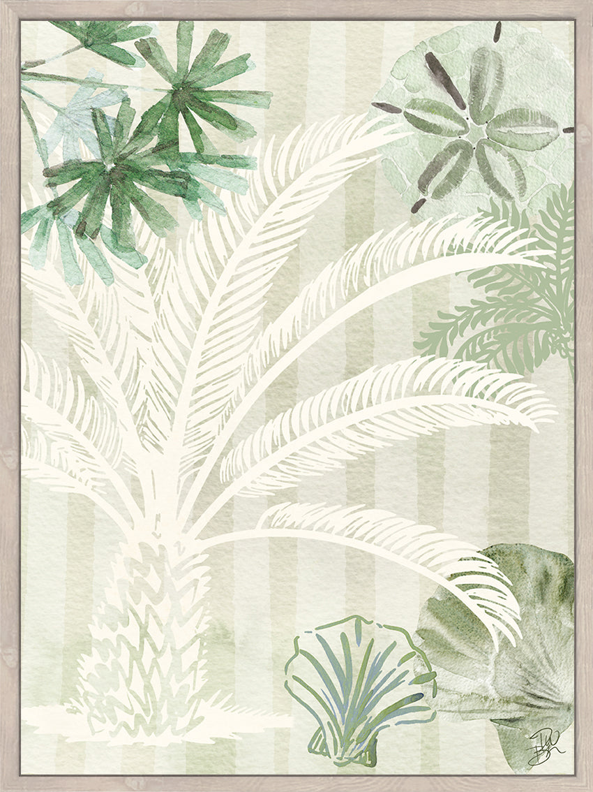 Coco Palm Framed Canvas | Sage