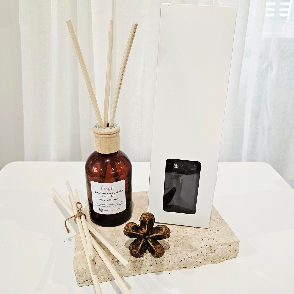 Luxe Reed Diffuser | Boston Jar | Amber Glass