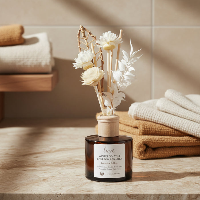 coastal home fragrance amber Round Jar Diffuser Botanical Reeds gift ideas