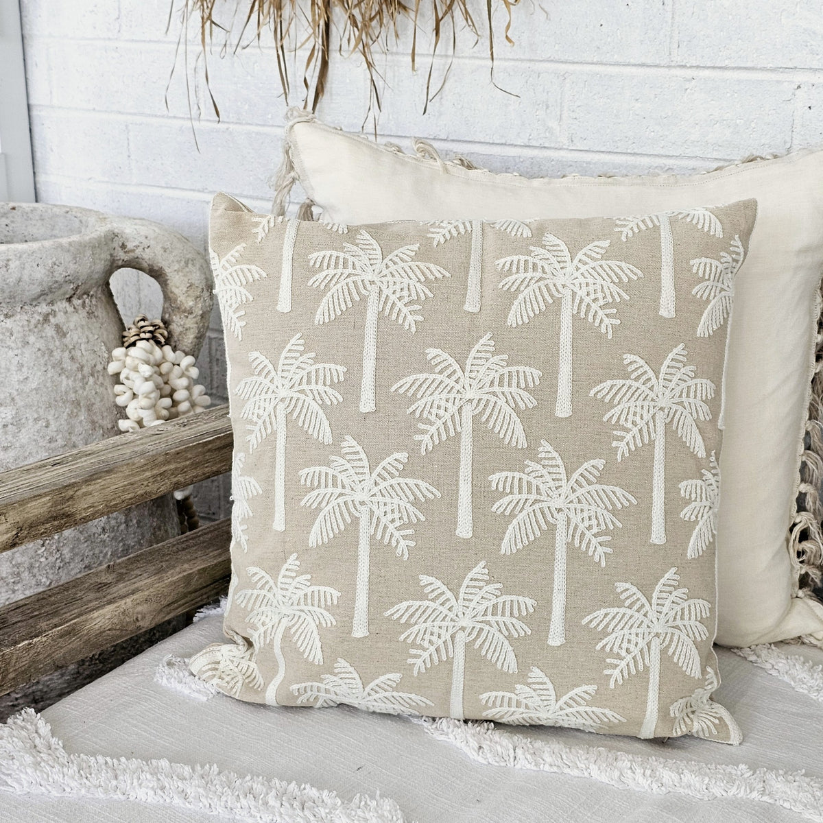 Bisque Palm Tree Cushion