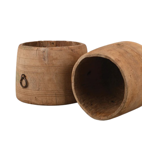 Bleached Vintage Indian Wooden  Mana Pot | Style 2