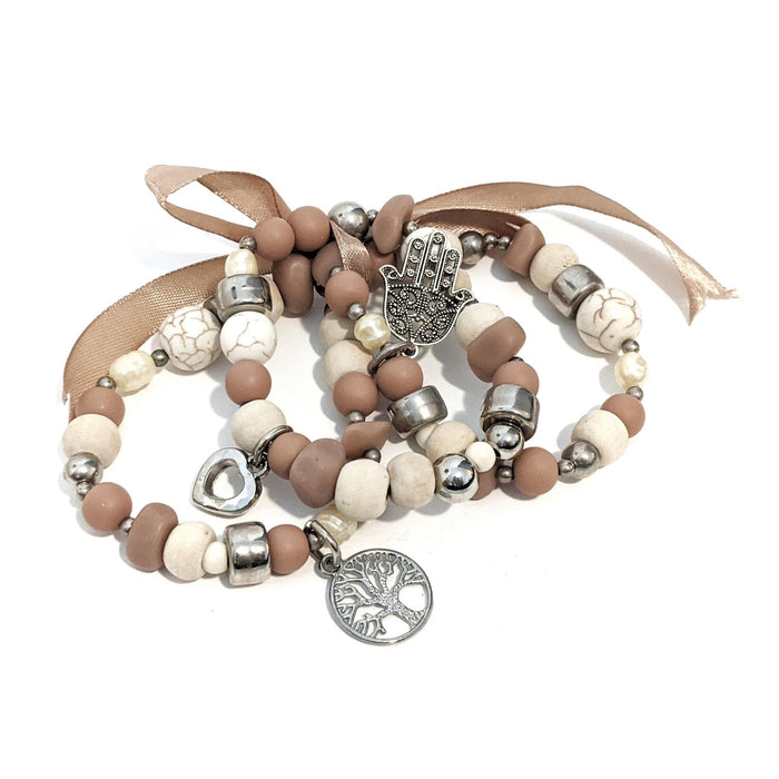 Mocha Boho Charm Bracelet Set