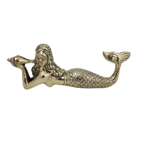 Mermaid Laying with Conch Shell | Brass