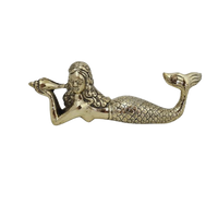 Mermaid Laying with Conch Shell | Brass