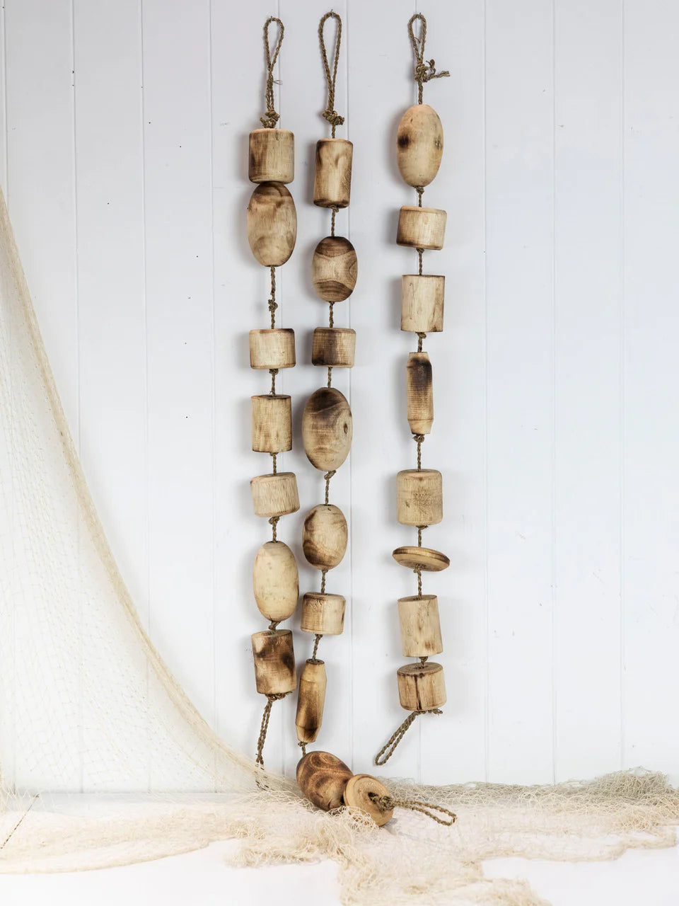Drift Wooden Buoy Garland | Burnished