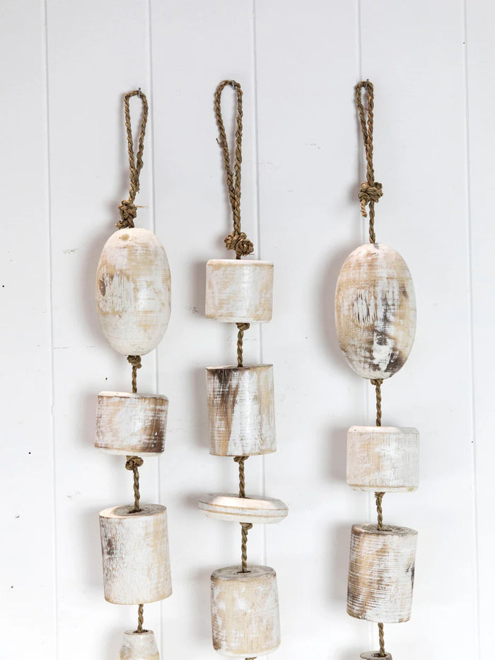 Drift Wooden Buoy Garland | Whitewash