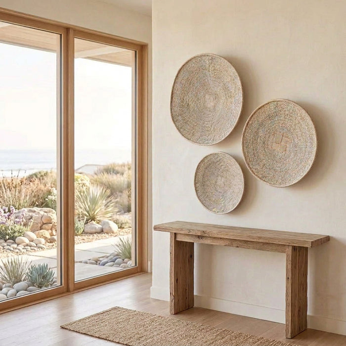 Binga Basket round woven seagrass wall baskets coastal handmade decor