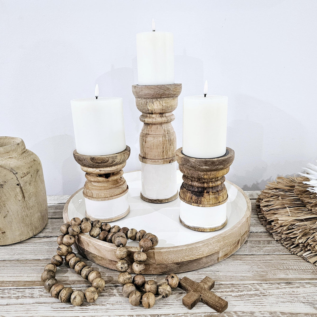 Beaches Wooden Candle Holder 15 cm