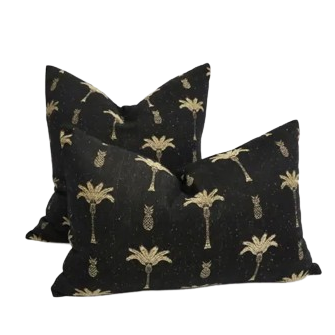 Cabo Tropical Palm Tree Cushion | Black 60x40 cm