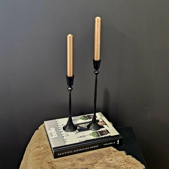 Forged Iron Taper Candlestick Set | Black