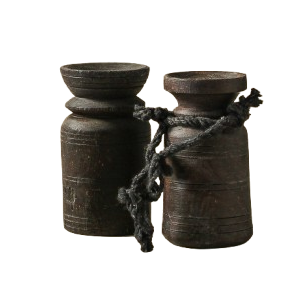 Vintage Indian Wooden Pot | Set of 2