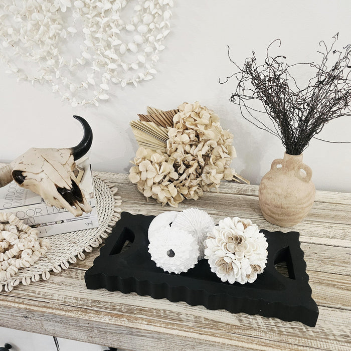 Raven Scalloped Wooden Tray