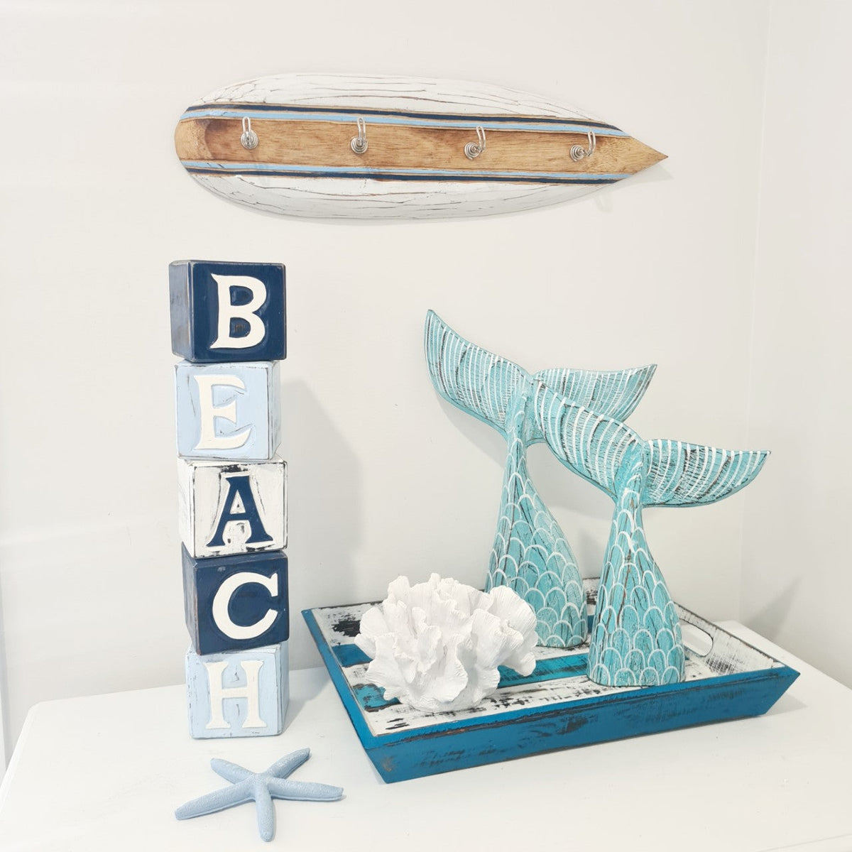 BEACH Wooden Block Word Art | Blue