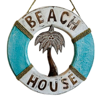 Rustic Wooden Life Buoy Turquoise
