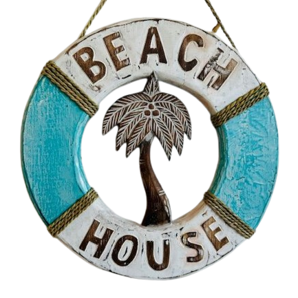 Rustic Wooden Life Buoy Turquoise
