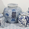 Double Happiness Blue and White Flat Lid Jar 20 cm