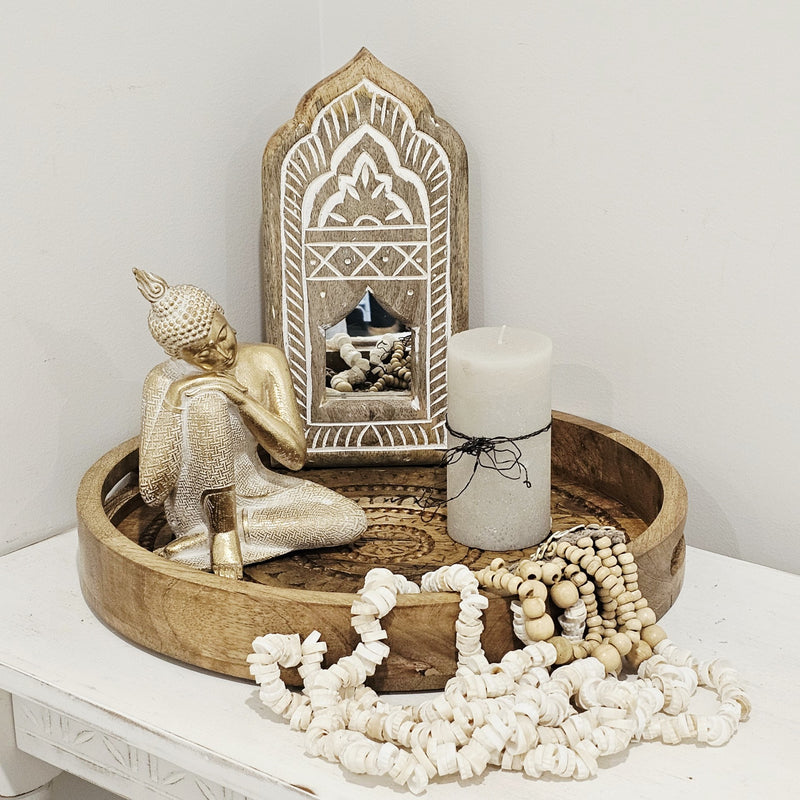 Boho Round Wooden Tray