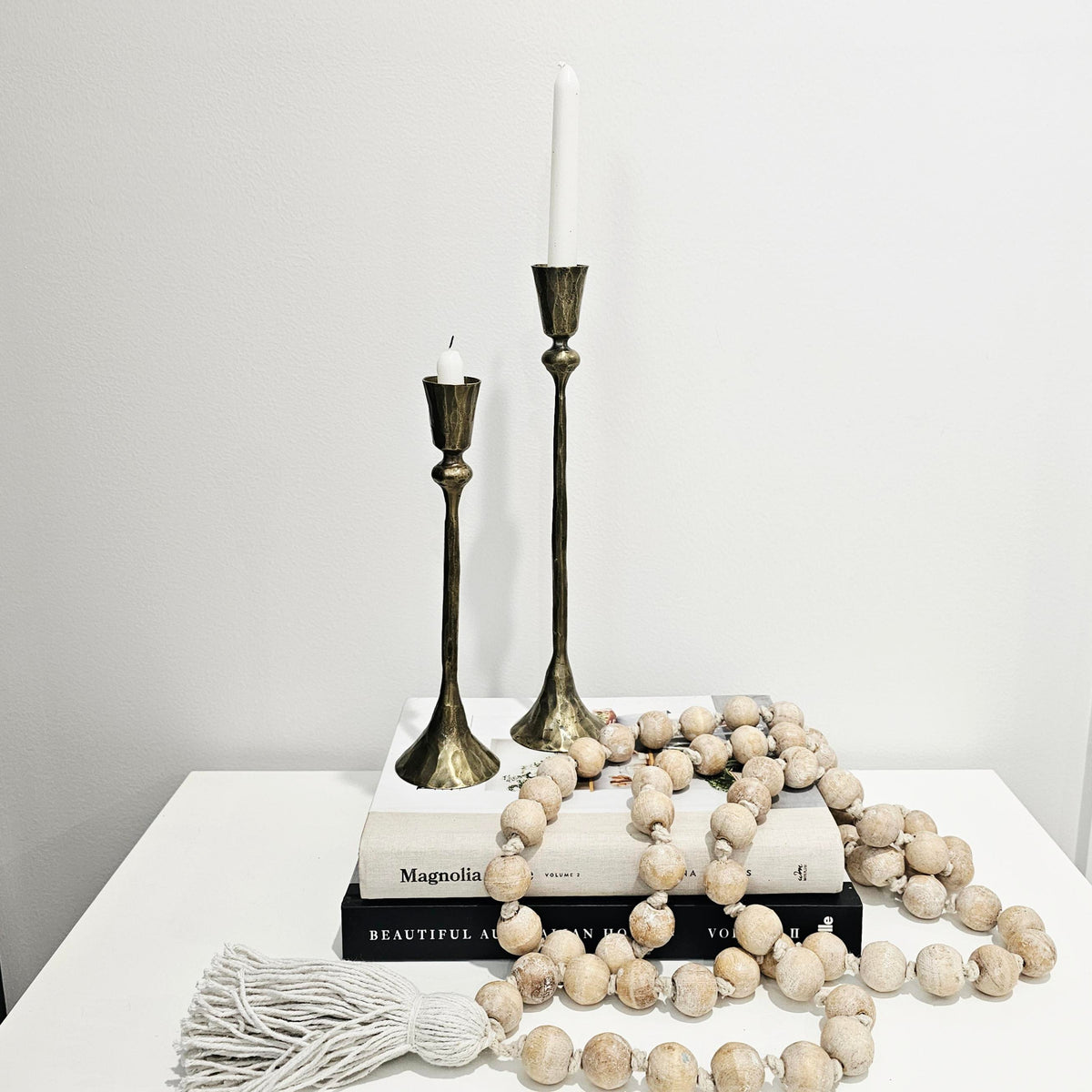 Forged Iron Taper Candlestick Set | Antique Brass
