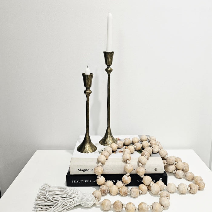 Forged Iron Taper Candlestick Set | Antique Brass