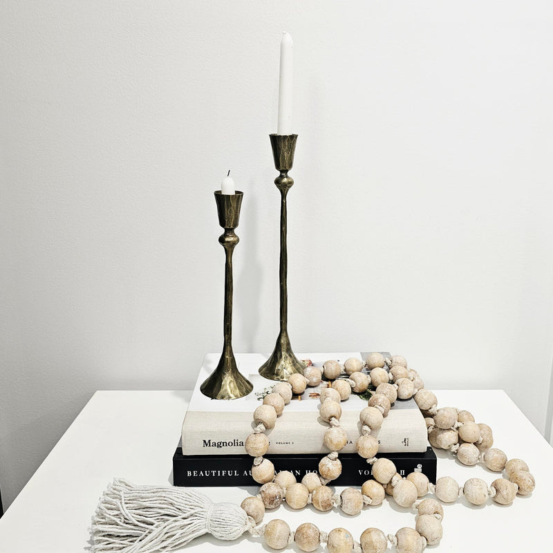 Forged Iron Taper Candlestick Set | Antique Brass